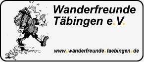Logo Wanderfreunde Täbingen e. V., links ein gezeichnetes Bild eines Wanderers rechts daneben die Schrift Wanderfreunde Täbingen e. V.