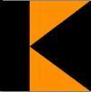 Logo Kolpingfamilie Heiligenzimmern, schwarzer Hintergrund mit orange farbigem K