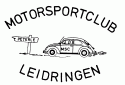 Logo Motorsportclub Leidringen e. V., Schrift Motorsportclub Leidringen dazwischen ein Auto udn ein Schild
