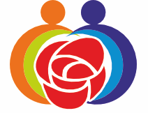 Logo Sozialer Förderverein Kleiner Heuberg e. V., 2 gemalte Hände die eine Rose halten