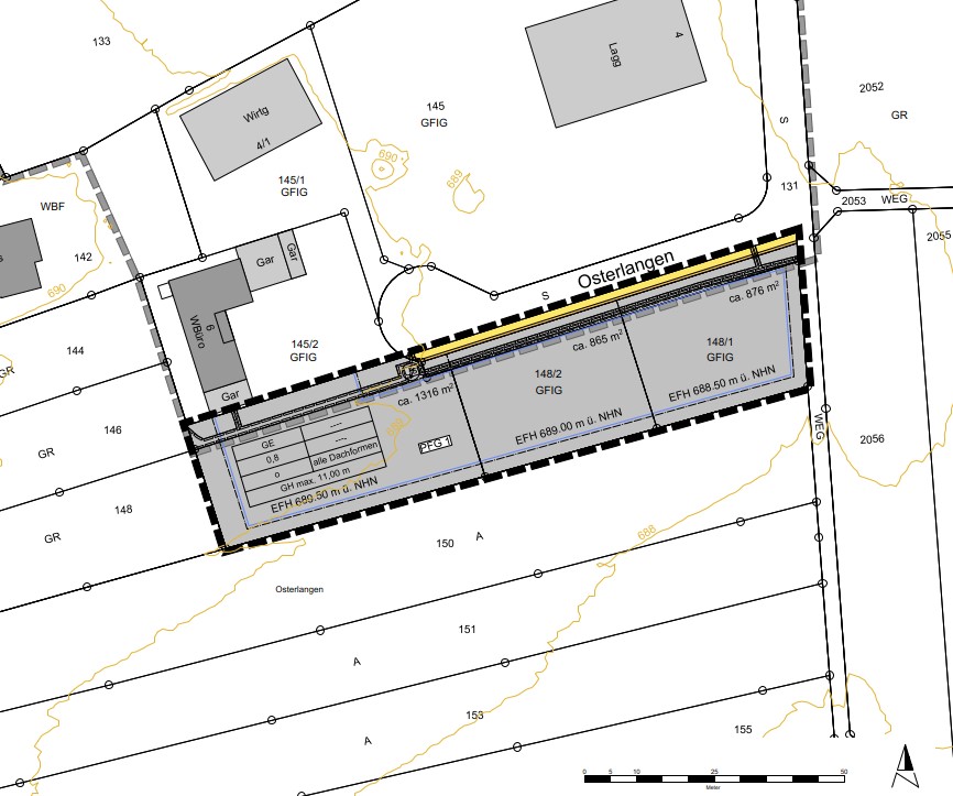 Bebauungsplan „Osterlangen, 1. Erweiterung“, Brittheim, Büro Fritz und Grossmann Umweltplanung, Balingen, vom 08.07.2025